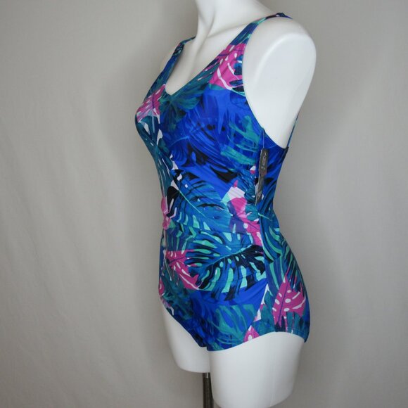 Speedo Tropical Palm Print One Piece Swimsuit New NWT Women's 12 - Picture 2 of 9